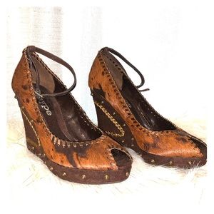 Hype Wedge Platform Heel Brown Cow Hide